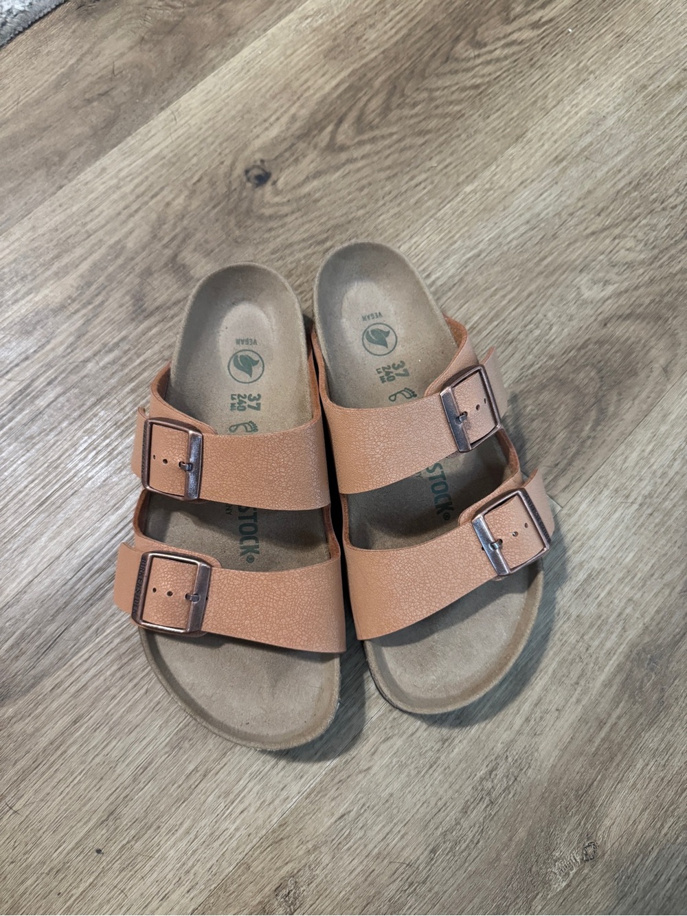 Birkenstock womens Double Buckle Sandals in Light Brown